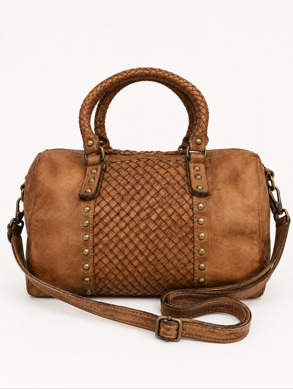 VTG COSTANZA ROTA Italian Leather Woven Satchel Shoulder Crossbody Tote  Bag